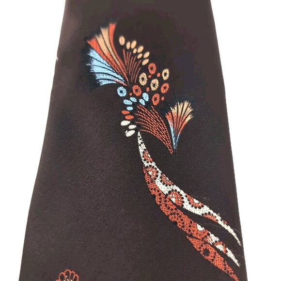 VTG 70s Don Loper Neck Tie Brown Abstract Shell Pattern Polyester 54 inch Long - Picture 4 of 8